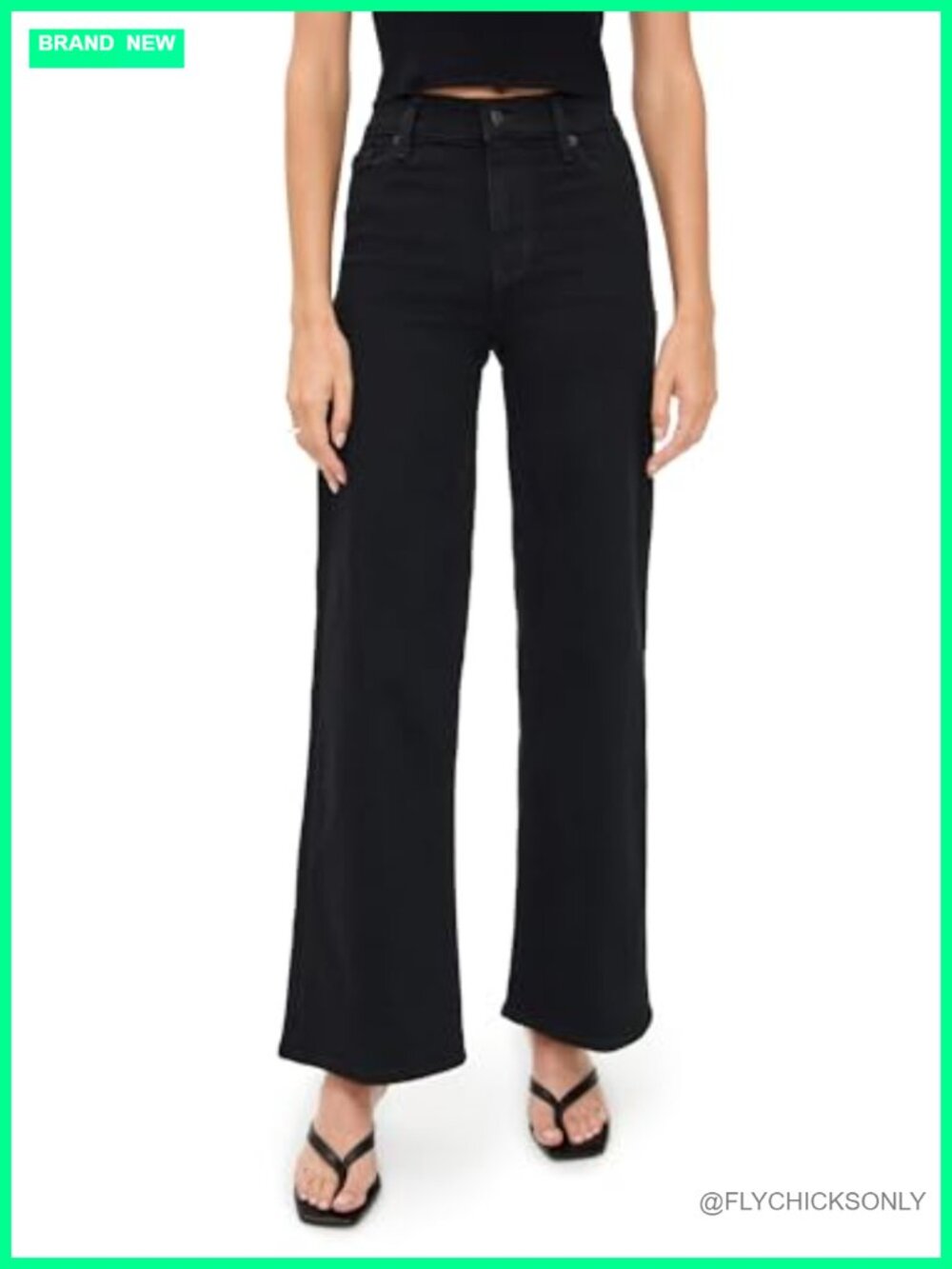 Slim Palazzo Wide Leg High Rise Jeans Mid-Weight Stretch Denim 5-Pocket